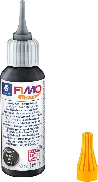 FIMO Liquid Gel, ofenhärtendes Gel, fließfähige Konsistenz, in Kunststoff-Flasche mit 50 ml, Farbe schwarz, Staedtler 8050-9 ST