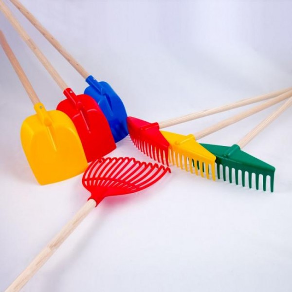 Kinder Gartengerät Lena - Happy Sand - Schaufel lang mit 60cm Holzstiel rot