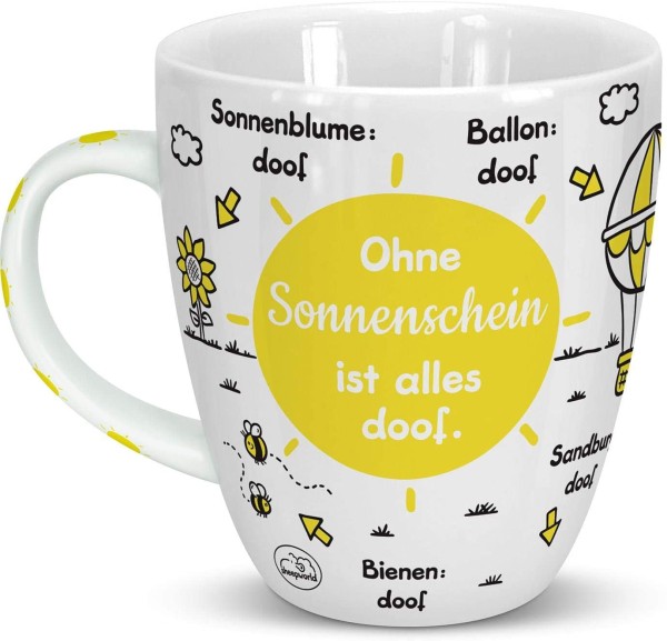Sheepworld 46509 Sonnenschein ist Alles doof, Sonne, Porzellan, 45 cl, Gelb, Geschenk Freundschaft Tasse, 1 Stück (1er Pack)