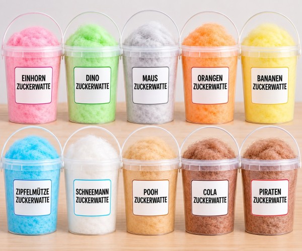 Dino Zuckerwatte im Eimer – Grün, Apfelgeschmack, 50g – Süßigkeit für Kindergeburtstag, Party oder Mitgebsel
