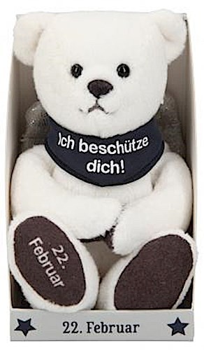 Depesche 8139.053 - Schutzengel Bär aus Plüsch, ca. 9 cm, mit Datum 22. Februar, Geschenk für Geburtstag, Jahrestag oder Hochzeitstag