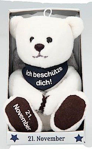 Depesche 8139.326 - Schutzengel Bär aus Plüsch, ca. 9 cm, mit Datum 21. November, Geschenk für Geburtstag, Jahrestag oder Hochzeitstag