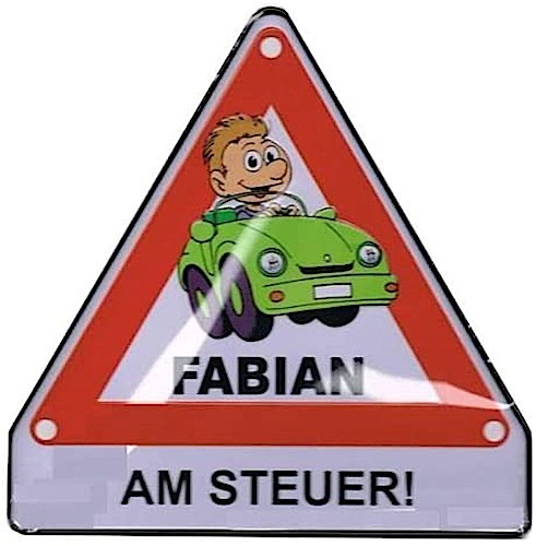 Albatros - Achtung-Schild Fabian am Steuer