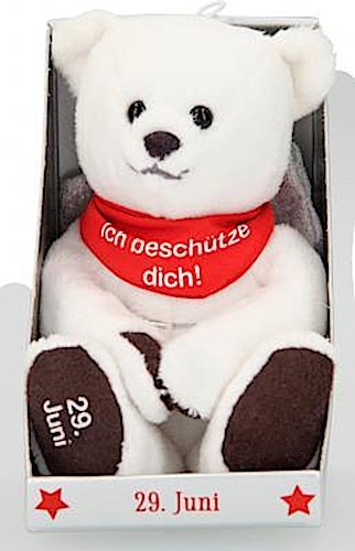 Depesche 8139.181 - Schutzengel Bär aus Plüsch, ca. 9 cm, mit Datum 29. Juni, Geschenk für Geburtstag, Jahrestag oder Hochzeitstag