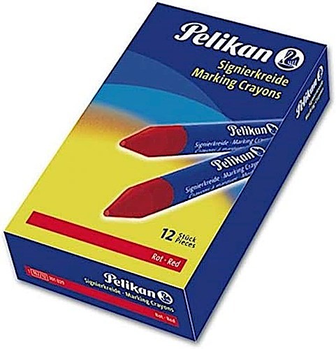 Signierkreide rot Pelikan 701029 - für rauhe Untergründe Schachtel mit 12 Stück,