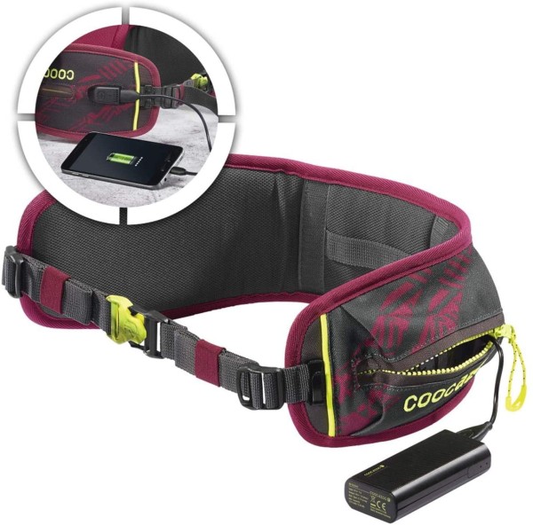 Coocazoo Hüftgurt „TecCheck Berry“, Beere, integrierter Power Pack, USB-Ladeport, 4000 mAh, inklusive Micro-USB-Ladekabel, ergonomischer Sitz, ab der