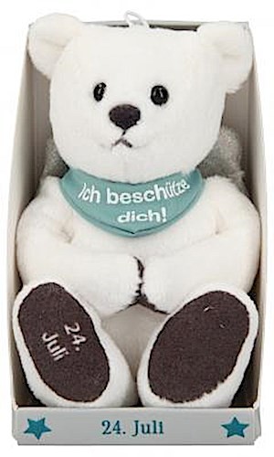 Depesche 8139.206 - Schutzengel Bär aus Plüsch, ca. 9 cm, mit Datum 24. Juli, Geschenk für Geburtstag, Jahrestag oder Hochzeitstag