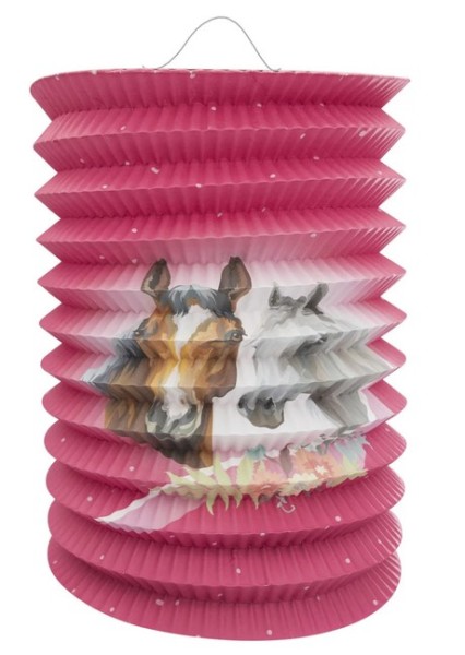 Idena - Laterne Pferde, ca.15,5 x 26 cm, rosa Papierlaterne mit Pferdemotiv, Kinder Zuglaterne für Sankt Martin und Lichterfest