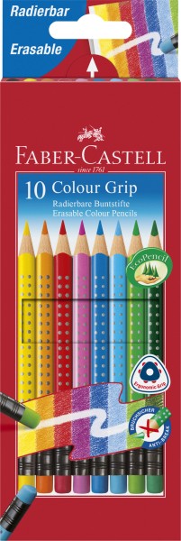 Faber Castell Colour Grip Farbstift Radierbar - 10er Set