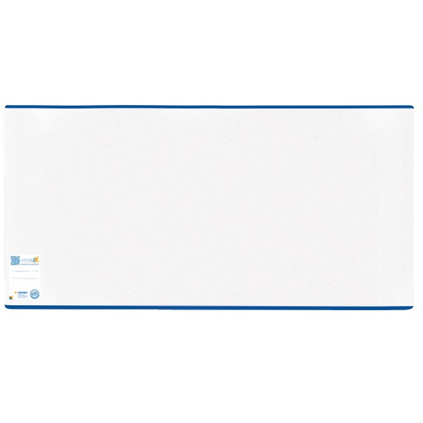 HERMA Buchumschlag 23,5 x 52 cm HERMÄX, Buchhülle mit Beschriftungsetikett & Kantenschutz aus abwischbarer Polypropylen-Folie, Buchschoner für Schulbü