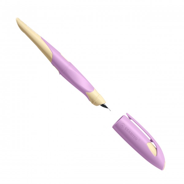 Ergonomischer Schulfüller für Linkshänder mit Anfänger-Feder A - STABILO EASYbirdy Pastel Edition in soft pink/apricot - Einzelstift - inklusive Patro