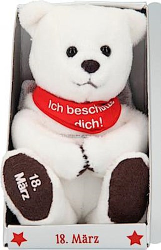 Depesche 8139.078 - Schutzengel Bär aus Plüsch, ca. 9 cm, mit Datum 18. März, Geschenk für Geburtstag, Jahrestag oder Hochzeitstag