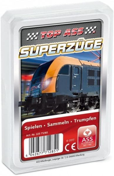 ASS Altenburger 22571285 - Top Ass Superzüge, Kartenspiel - Trumpf und Quartett