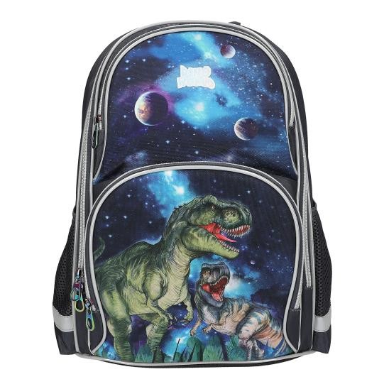 Depesche Dino World Galaxy - Schulrucksack in Dunkelblau, mit Dinosaurier Motiv, Planeten und Sternen, Schultasche mit verstellbaren Trägern