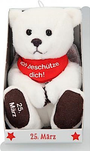 Depesche 8139.085 - Schutzengel Bär aus Plüsch, ca. 9 cm, mit Datum 25. März, Geschenk für Geburtstag, Jahrestag oder Hochzeitstag