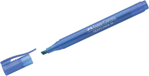 Faber-Castell Textmarker Textliner 38, in Stiftform mit Clip, blau