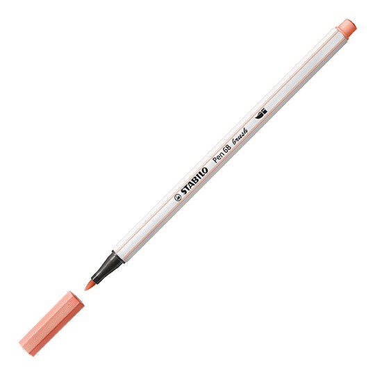 Premium-Filzstift mit Pinselspitze für variable Strichstärken - STABILO Pen 68 brush - Einzelstift - apricot