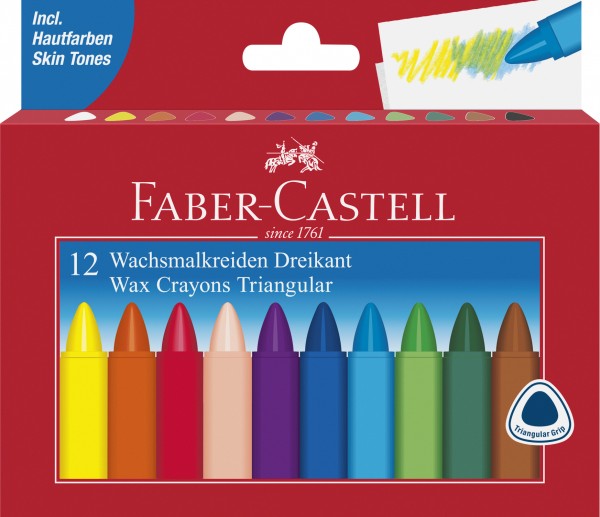 Wachsmalstifte dreikant 12-er im Kartonetui