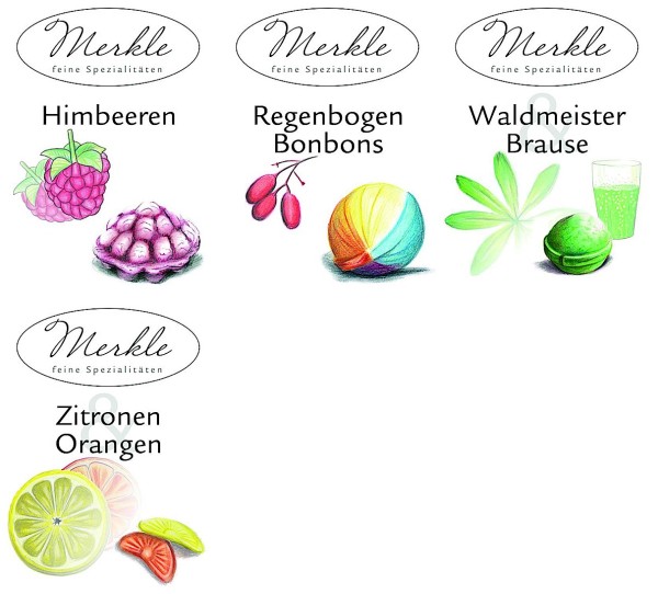 Wegmann Gourmet Bonbon Mix Probierpaket 1 - Regenbogen Himbeeren Zitrone-Orange Waldmeisterbrause