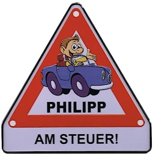 Albatros - Achtung-Schild Philipp am Steuer