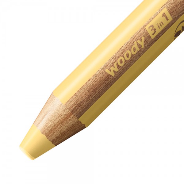 Buntstift, Wasserfarbe &amp; Wachsmalkreide - STABILO woody 3 in 1 - Einzelstift - pastellgelb