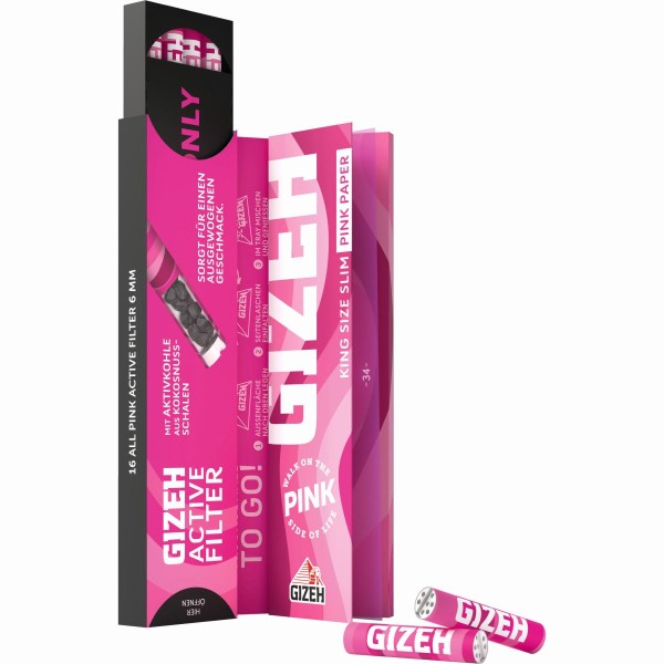 GIZEH Pink King Size Slim Papers inkl. Aktivkohlefilter