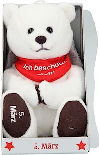 Depesche 8139.065 - Schutzengel Bär aus Plüsch, ca. 9 cm, mit Datum 05. März, Geschenk für Geburtstag, Jahrestag oder Hochzeitstag