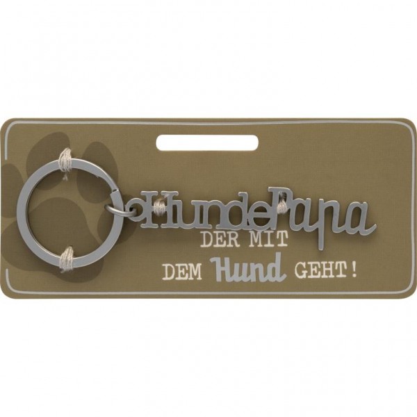 Sheepworld, Gruss und Co - 47038 - Schlüsselanhänger, Hunde Papa, Metall, Größe mit Schlüsselring: 9,6cm x 3cm, Farbe: Silber