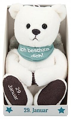 Depesche 8139.029 - Schutzengel Bär aus Plüsch, ca. 9 cm, mit Datum 29. Januar, Geschenk für Geburtstag, Jahrestag oder Hochzeitstag