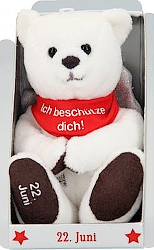 Depesche 8139.174 - Schutzengel Bär aus Plüsch, ca. 9 cm, mit Datum 22. Juni, Geschenk für Geburtstag, Jahrestag oder Hochzeitstag