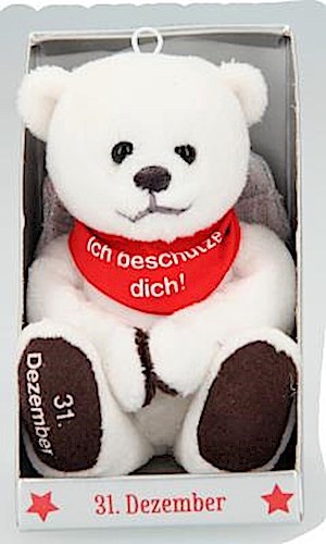 Depesche 8139.366 - Schutzengel Bär aus Plüsch, ca. 9 cm, mit Datum 31. Dezember, Geschenk für Geburtstag, Jahrestag oder Hochzeitstag