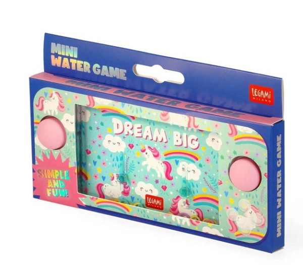 Legami - Mini-Wasserspiel mit Ringen, batteriebetrieben, tragbar, 15,2 x 7 cm, Einhornmotiv
