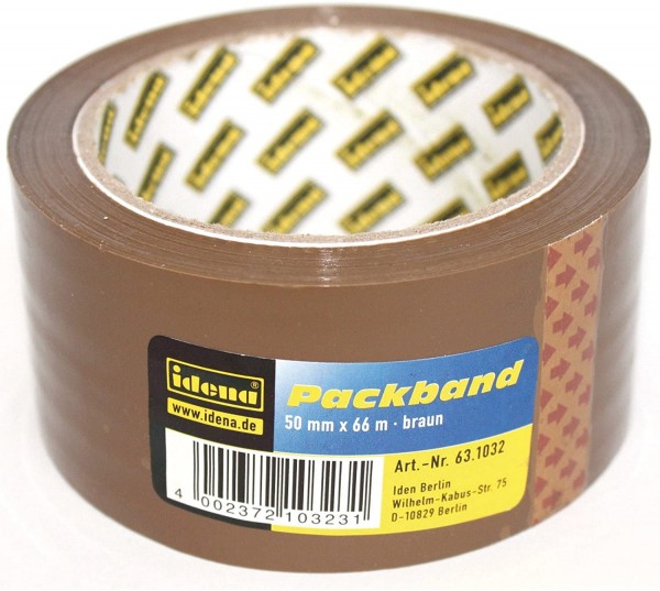 Idena 631032 - Packband 50 mm x 66 m, geräuscharm, braun