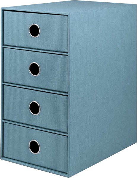 Schubladenbox für DIN A5, mit Griffloch und 4 Schubfächer , Denim, 250 x 175 x 320 mm, 1 Stück - Rössler