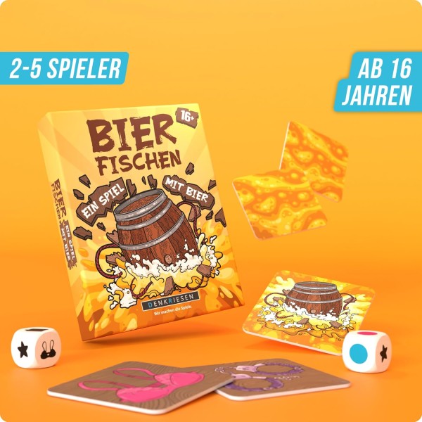 DENKRIESEN Partyspiel Bierfischen | Kartenlegespiel | Ab 16 Jahren | 2-5 Spieler