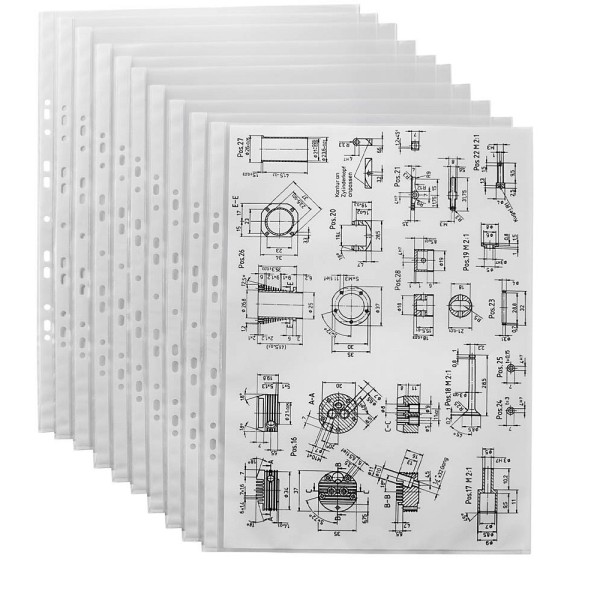 Prospekthüllen DIN A3 transparent genarbt 0,08 mm - 10 Stck