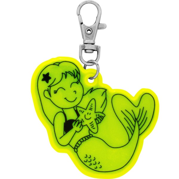 Sheepworld Neon Reflektor- Meerjungfrau Anhänger , Supercoole Schulweg-Begleiter, Länge 9cm, mit Karabiner Gruss und Co - 48865