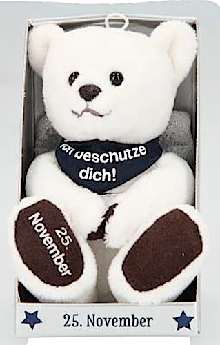 Depesche 8139.330 - Schutzengel Bär aus Plüsch, ca. 9 cm, mit Datum 25. November, Geschenk für Geburtstag, Jahrestag oder Hochzeitstag