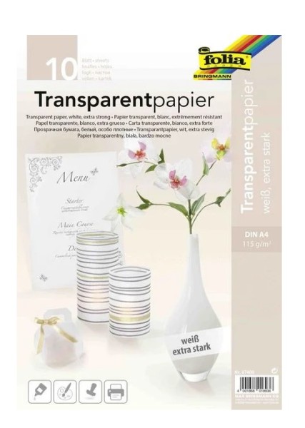 folia - Transparentpapier, DIN A4, 10 Blatt, weiß - vielseitig einsetzbar