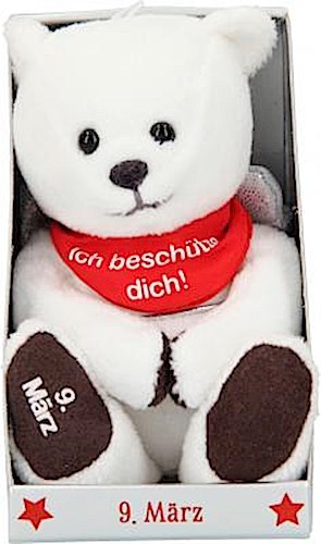 Depesche 8139.069 - Schutzengel Bär aus Plüsch, ca. 9 cm, mit Datum 09. März, Geschenk für Geburtstag, Jahrestag oder Hochzeitstag