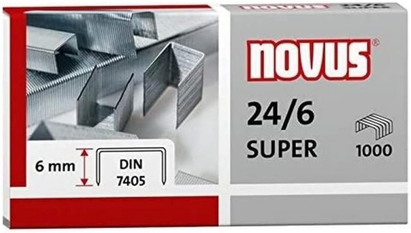 Novus Standardheftklammer für Büroheftgeräte mit einer Schenkellänge von 6 mm