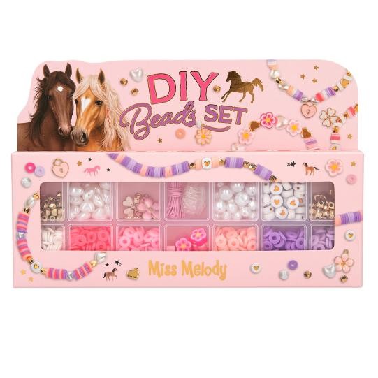 Depesche Miss Melody - DIY Perlen Set, 12 Sorten Perlen in versch. Farben und Formen, zum kreativen Gestalten von Armbändern und Ketten