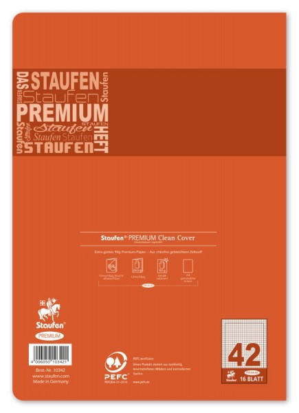 Schulheft A4 16Bl 90g Lin42 - Premium kariert mit Umrandung