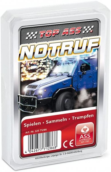 ASS Altenburger 22571286 - Top Ass Notruf, Kartenspiel - Trumpf und Quartett