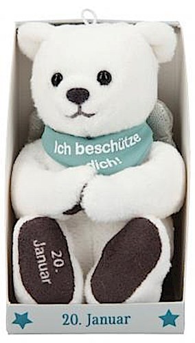 Depesche 8139.020 - Schutzengel Bär aus Plüsch, ca. 9 cm, mit Datum 20. Januar, Geschenk für Geburtstag, Jahrestag oder Hochzeitstag