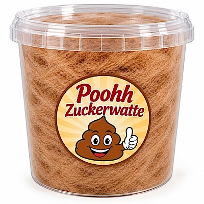 Zuckerwatte Poohh im Eimer 50g | Premium Qualität braune Zuckerwatte mit Cola Geschmack