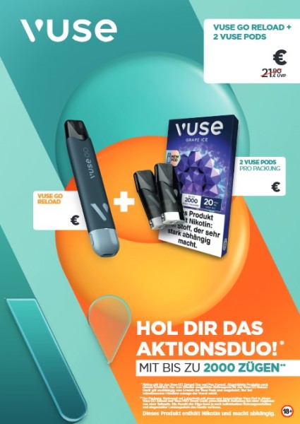 Vuse Go Reload Device Pen Black 1 + Vuse Pods Grape Ice Prefilled Pods (2 pro Packung)