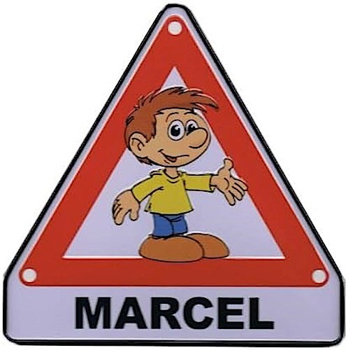 Achtung-Schild aus Blech ""Marcel""