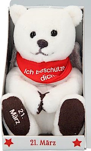 Depesche 8139.081 - Schutzengel Bär aus Plüsch, ca. 9 cm, mit Datum 21. März, Geschenk für Geburtstag, Jahrestag oder Hochzeitstag