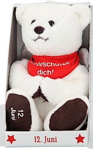 Depesche 8139.164 - Schutzengel Bär aus Plüsch, ca. 9 cm, mit Datum 12. Juni, Geschenk für Geburtstag, Jahrestag oder Hochzeitstag